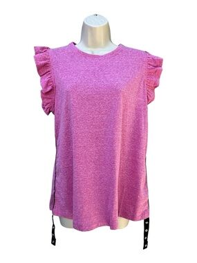 Hayden Los Angeles Women's Pink Heathered Ruffle Sleeve Top NWT Large  Boutique